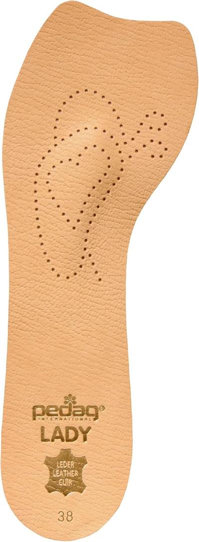Pedag 121 Lady 3/4 Ultra Thin Leather Self Adhesive Insole for All Heels, Tan, Women's 8