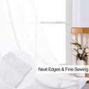 XWZO White Faux Linen Sheer Curtains, Light Filtering, Airy & Breathable Voile Window Curtains with Tiebacks for Kids Room, Farmhouse, Kitchen, 42 x 45 Inches Length, Set of 2 Panels