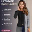 Thermajane Long Sleeve Thermal Shirts for Women Cold Weather, Womens Thermal Underwear Tops, Base Layer Women Thermal (Black, 2X-Large)