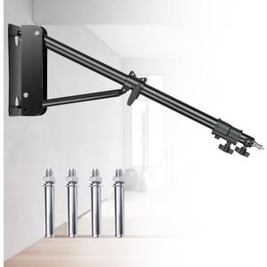 MACTREM Ring Light Wall Mount, 71.65/182cm Wall Mounting Triangle Boom Arm for Strobe Light, Photography, Softbox, Reflector,Umbrella,Studio Video Light, Support 180Rotation