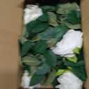 Elyum 2 Pcs Flower Garland with 19.6 Ft Lights, 13.2 Ft White Floral Garland Fake Flowers for Home Wedding Party Wall Garden Room Outdoor Decor, 2 Pack