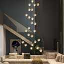 25 Lights Staircase Chandelier for High Ceiling, Dimmable Modern Crystal Raindrop Large Long Hanging Pendant Light for Stairwell Living Room Stair Foyer, Bulbs Included (Nickel Canopy)
