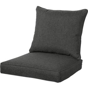 QILLOWAY Polyester Outdoor Chair Cushion Set,Outdoor Cushions for Patio Furniture, All Weather.Charcoal Grey/Black