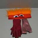 Anger Costume with Flame Hairy Headband，Stripe Tie & Red Gloves Angry Dress up Halloween Cosplay Outfits