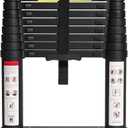 BOCOM 14.5 FT Aluminum Telescoping Ladder, Lightweight Multi-Purpose Collapsible Extension with 2 Triangle Stabilizers, Heavy Duty 330 lbs Max Capacity, Ideal for Home, RV, and Outdoor Work Black