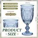 Wiwiqing 24 Pcs Plastic Goblets 7.5oz Vintage Goblet Plastic Wine Glasses Colored Retro Embossed Water Goblets for Wine Bar Juice Baby Shower Wedding Reception Grand Event Party (Blue)