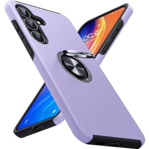 JAME for Samsung Galaxy S25 FE Case, Dual Layer Military Grade Shockproof Cover with Metal Ring Holder Stand Kickstand, Slim Fit Protective Phone Case for Galaxy S25 FE Case 6.7", Purple