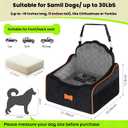 Dog Car Seat for Small Dogs Under 30lbs, Detachable Washable Pet Booster Seat with Safety Belt & Storage Pockets, Travel Car Bed, Black/Grey