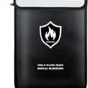 6200F Upgraded Fireproof Document Bag, 15.7" x 11.4" Faraday Bag, Water Resistant Fireproof Money Bag with Zipper, 18 Layers of Heat Insulated Materials, RFID Blocking Bag, Anti-Theft Anti-Tracking (Large, Black)