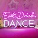 LUCUNSTAR Eat Drink Dance Neon Sign, Purple with White Neon Word Sign, LED Sign for Wall Decor, Dance Studio, Bar, Party, 16.5 X 10.2 Inches