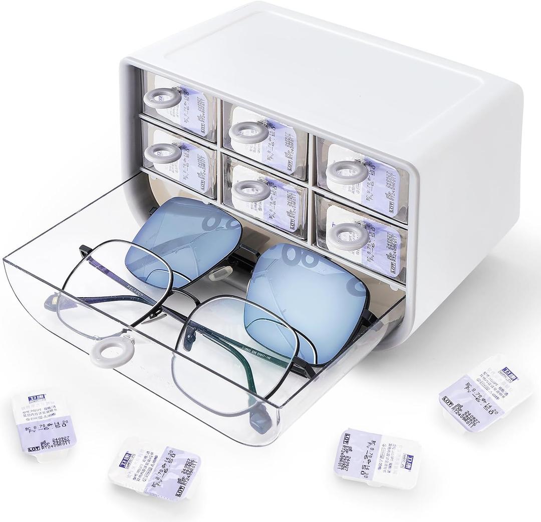 P-100 daily contact lens organizer, Disposable Contact Lens Dispenser, Cute storage Box for All Brands Daily Lens (Gray).