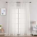 Gwine Sheer Ivory Curtains 96 Inches Long 2 Panels Set, Light Filtering Voile Fimly Sheer Curtains for Living Room Bedroom, Elegant Soft Airy Rod Pocket Window Treatment, 59Wx96L Inch, 2PCS, Ivory