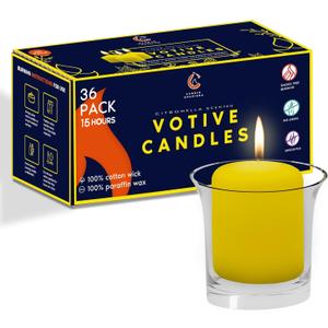 Candle Charisma Citronella Scented Votive Candles - 15 Hour Burn time - Set of 36 for Dinner, Wedding, Halloween and Holiday Decorations