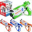 Kidzlane - Rechargeable Laser Tag Guns Set of 4 - High-Tech Infrared Laser Tag for Kids and Adults with Realistic Sounds, Vibrations and LED Lights - 4-Team Multiplayer Game