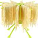 Ourokhome Collapsible Pasta Drying Rack, Plastic Foldable Homemade Fresh Spaghetti Stand Dryer Noodle Hanger for Kitchen with 10 Arms, Stable, Easy Storage, Quickly Set Up (Green)