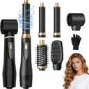 Atopskins 5 in 1 Hair Dryer Brush - Ionic Hot Air Styler for Fast Drying Auto Curling, 3 Heat Settings Blow Dryer, Frizz-Free Shine All Hair Types Hair Styling Tool Gift for Women (Black)