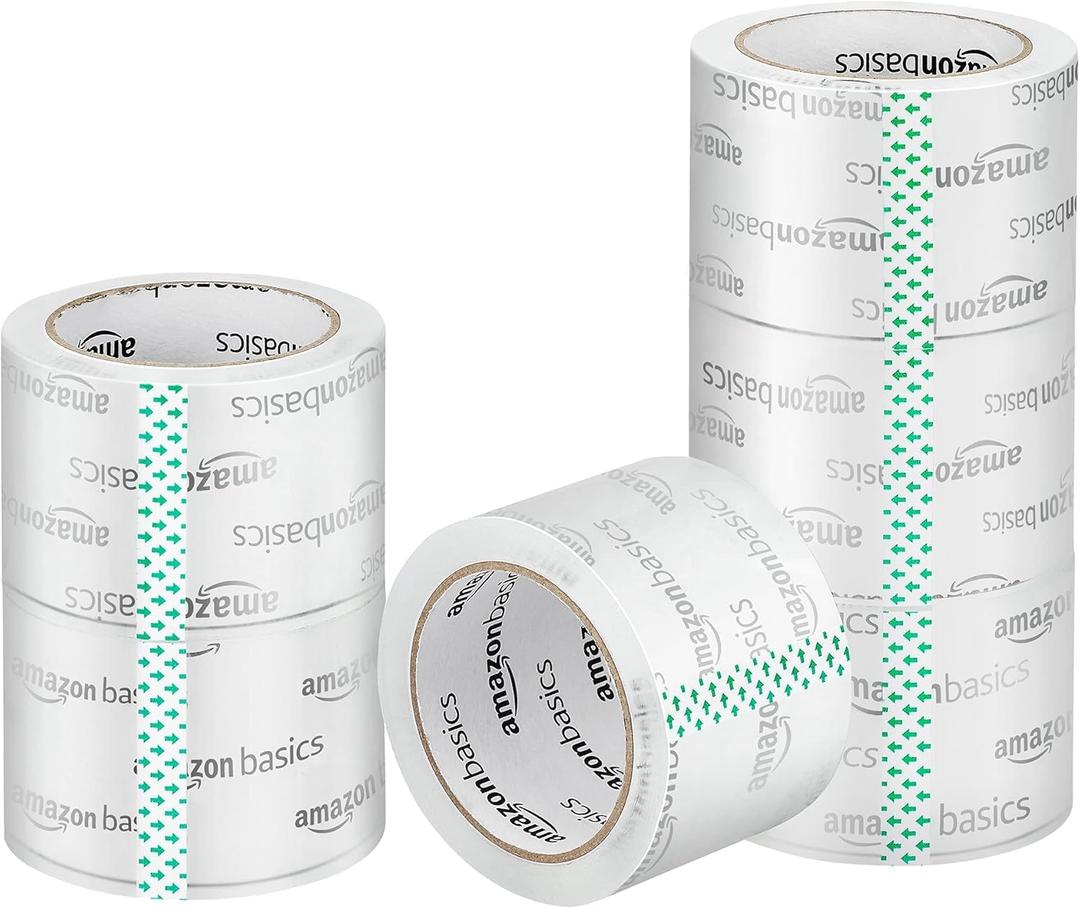 Amazon Basics Extra-Wide Packing Tape for Moving, Storage, Shipping and Sealing Boxes, Crystal Clear, Low Odor, 2.83" x 54.6 Yards, 6-Pack
