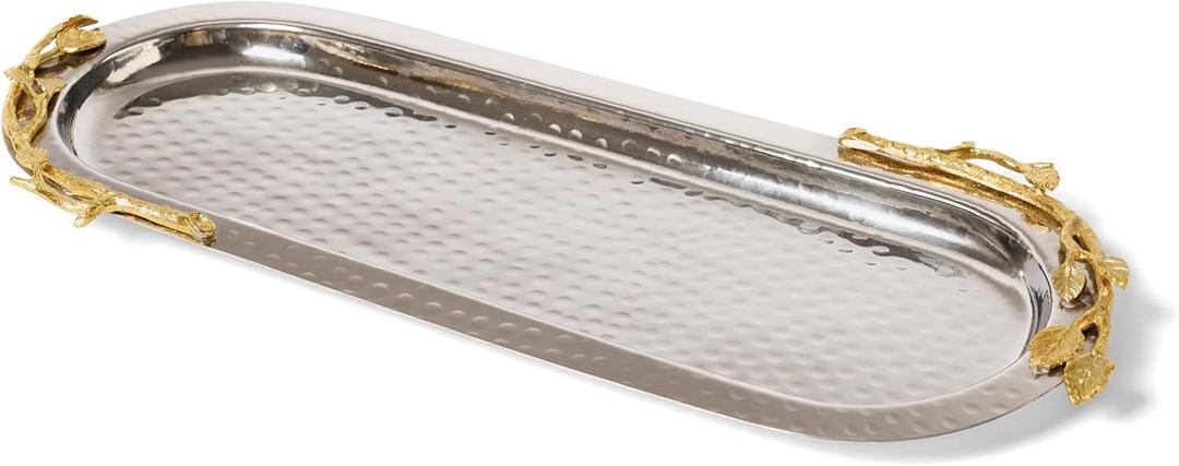 Leeber 70036 Elegance Gilt Leaf Long Oval Dish, 17 x 6 in.