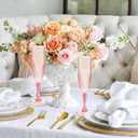 24PCS Plastic Champagne Flutes,7.1Oz Acrylic Pink Wine Glasses Goblets Reusable Drinking Champagne Glasses for Wedding ,Shatterproof and Disposable Cups Plastic Goblets Grand Event Party Supplies