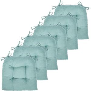 Chair Cushion, Chair Cushions for Dining Chairs, Chair Pads and Mat with Ties for Indoor Kitchen Seat and Desk (Aqua Blue, 6 Count - 17 x 16 in)