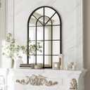 Wall Mounted Mirror, Arched Bathroom Wall Mirror, 30"x20" Windowpane Arch Top Mirror, Farmhouse Mirror, Window Mirrors with Metal Frame, Mirrors Wall Decor for LivingRoom or Bedroom (Black)
