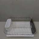 Kitchen Details 3 Piece Dish Rack | Drying Rack, Cutlery Basket & Drainboard Tray | Countertop | Self Draining | Open Wire Design | Chrome | White