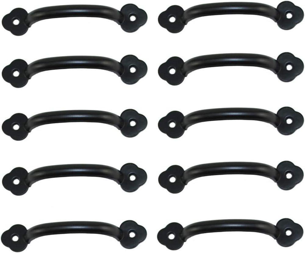 4-Inch Zinc Alloy Refined Antique Pull Handle Furniture Knobs for Wardrobe Cupboard Drawer, Black, 3.2" Hole to Hole Distance, Pack of 10