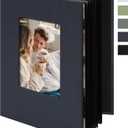 Small 4x6 Photo Album 24 Pockets Linen Cover with Front Window Portable Mini Picture Book for Travel Wedding Memories Organizer Gray Blue