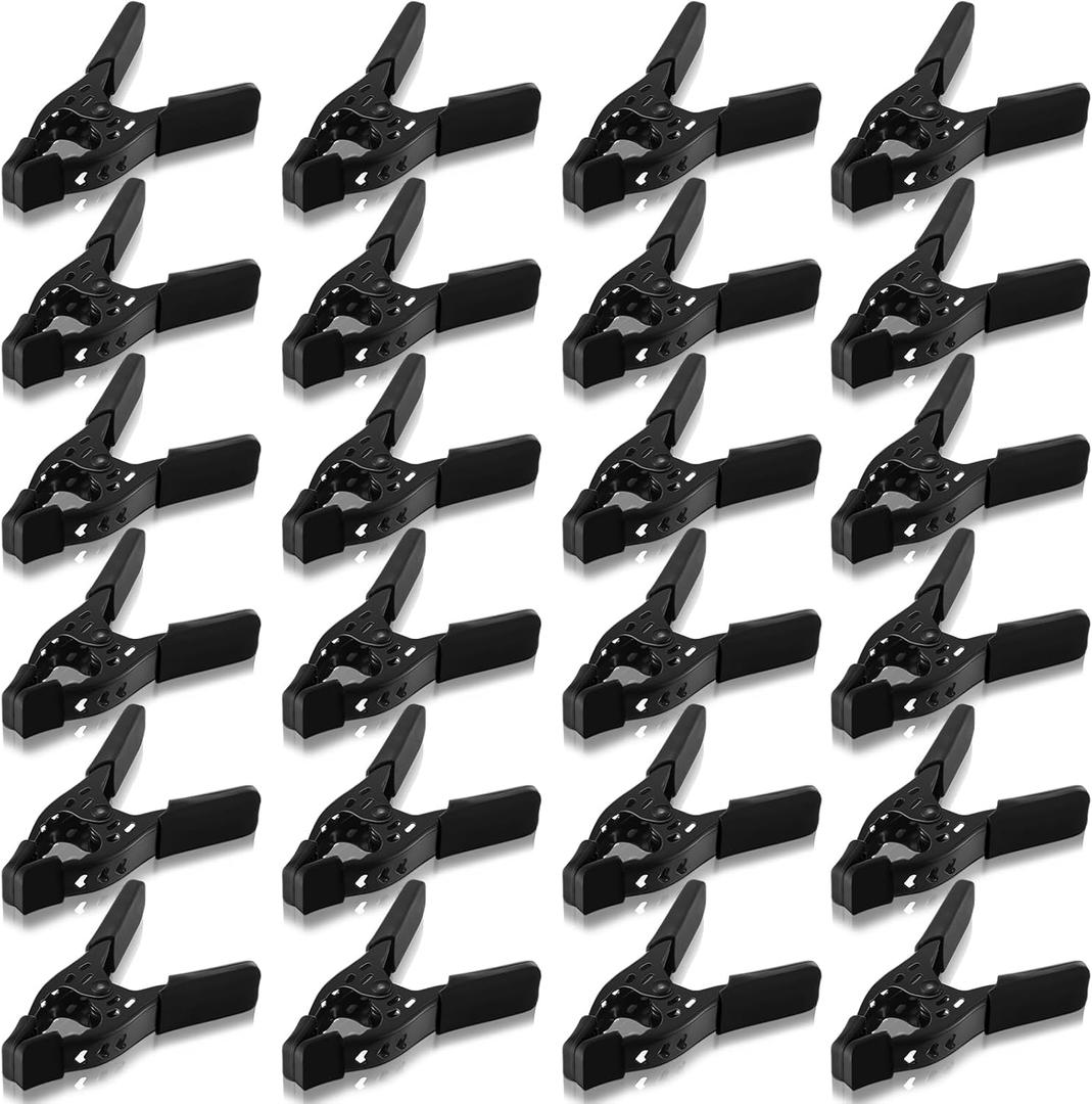 Honeydak 24 Pcs 4 Spring Clamps 1.5 Jaw Opening Metal Spring Clamps Heavy Duty Clips Strong for Woodworking Backdrop Photography Furniture Crafts (All Black)