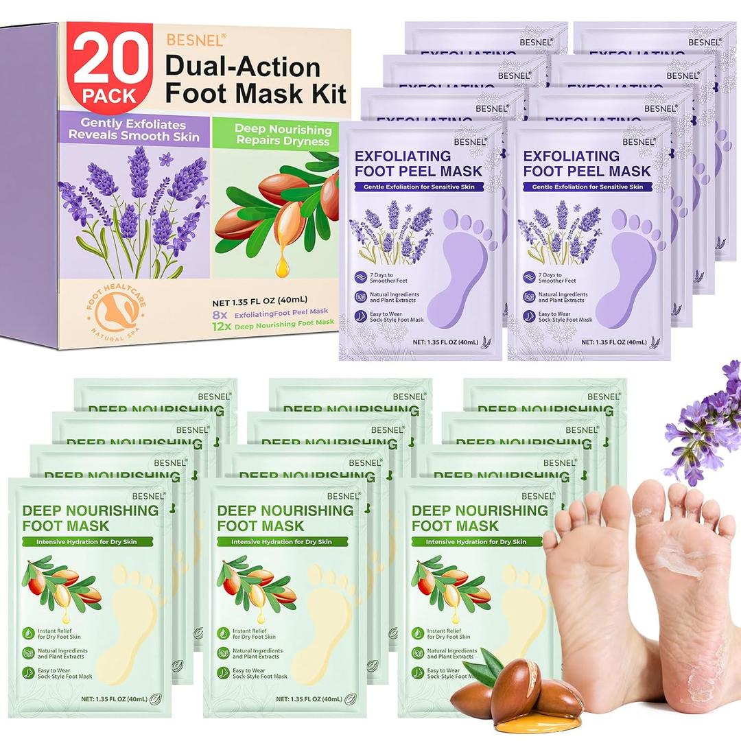 12Pack Moisturizing 8Pack Foot Peeling Foot Mask, Hydrating Foot Masks Dry Cracked Feet,Soothing Moisturizer Repair Rough Heels Baby Soft Feet,Exfoliator Peel Calluses Dead Skin Callus Remover(20p)