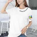 LOTUCY Autism Awareness Shirt Women Autism Support Teacher T-Shirt Special Education Short Sleeve Shirt (L)
