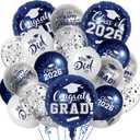 Navy Blue and Silver Graduation Balloons Graduation Decorations 2026, 51Pcs Grad Latex Balloons and Grad Foil Balloon with Confetti Ribbons Grad Party Decorations for College High School