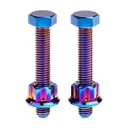 Motorcycle Titanium Ti Alloy Chain Adjuster Bolt 1 Pair M8x1.25mm Motocross Nuts and Bolts (Burnt Blue, with Engraving Nuts)
