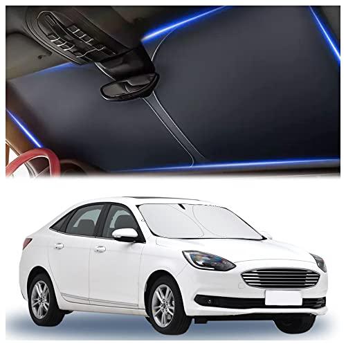 300T Thickened Automotive Glass Sunshade and Comes with Storage Bag,Keep Car Interior Cool, Windshield Sun Shade Fit for Small Cars (M: 55.12 * 27.6 inch)