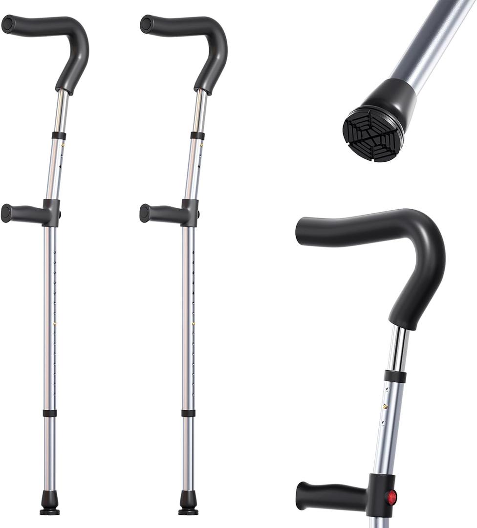 Detachable Crutches for Adults with Ergonomic Handles, Height Adjustable (41-55 inches), Load-Bearing 300lbs,Underarm Crutches