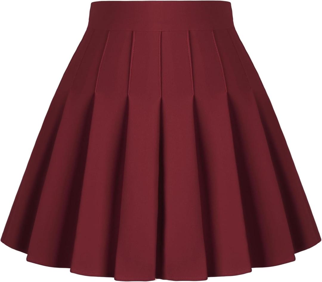 Dressever Women's Pleated Skirts Mini Skater Basic Skirt High Waist Tennis Skirt School Uniform Cheerleader Skirts (XXL)
