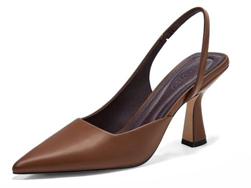 Coutgo Womens Slingback Stiletto High Heels Closed Pointed Toe Pumps D’Orsay Sexy Office Dress Shoes, Navy, Size 8.5