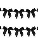 2pcs Bow Garland Banner, Ribbon Bow Party Decorations for Baby Shower Girls Bow Coquette Birthday Party Decor (Black)