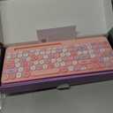 Retro Wireless Keyboard with Round Keycaps, 2.4GHz Full-Size USB Cute Wireless Keyboard Mouse for Computer, Desktop, Laptop and Computer (Pink-Colorful)