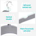 Sishynio Premium Velvet Shirt Hangers 30 Pack, Space-Saving Non-Slip Felt Hanger with 360 Swivel Hook, Slim Flocked Hangers for Strappy Dresses, Blouses, Tank Tops(Grey)