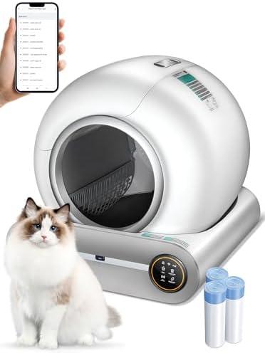(2024) DuckSky Self Cleaning Cat Litter Box, Upgraded 65L+9L Extra Large Automatic Litter Box for Multiple Cats, Features Negative ion Sterilization and Deodorization, APP Control, Health Monitor