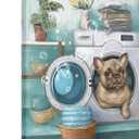 FuShvre Laundry Room Pictures Wall Art Funny Laundry Canvas Wall Decor Cute Puppy Home Hotel Laundry Painting Gallery Wrapped (Medium, Teal)