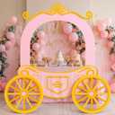 HunnmingRe 5.2FT Princess Party Table Decoration with Carriage Cardboard Cutout 72 x 30 Inch Table Cover Banner Princess Party Photo Booth Props Wheels Decor for Birthday Backdrop Background Supplies, 16.7" x 16.5"