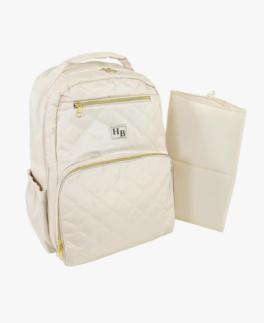 Hudson Baby Unisex Baby Premium Diaper Bag Backpack and Changing Pad, Beige