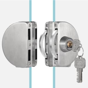 Stainless Steel Glass Door Lock, Double-Sided Lock for 1/2 in Glass or Sliding Doors, Includes 3 Keys, Brushed Surface