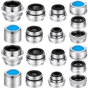 Honoson 18 Pcs Faucet Adapter Kit, brass Male and Female Sink Aerator Set Kitchen Sink Faucet Adapter to Connect Garden Hose, Water Filter, Standard Hose Via Diverter