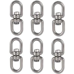 Lependor Stainless Steel 304 Double Ended Swivel Eye Hook, Eye to Eye Swivel Shackle Ring Connector Hardware Double Ended Swivel Hook (6 Pcs M6 (1/4"))