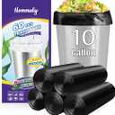 10 Gallon 60pcs Black Trash Bags Strong Black Garbage Bags, Bathroom Trash Can Bin Liners, Plastic Bags for Office Home Kitchen, Waste Basket Liner, Fit 30 Liter, 10 Gal(10G60-Black)