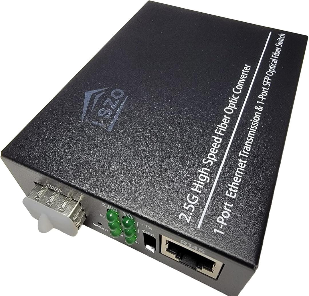 iszo 2.5G SFP Port Transceiver Media Converter,20km SM,RJ45 100M/1000M/2.5G Adaptive,Full/Half Duplex,Inside TTL Port ,Also Work 2.5G/1G GPON SFP ONU Stick Such as The 5671A and G-010S-P and More