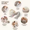 bbhugme Adjustable Pregnancy Pillow Full Body Support for Side Sleeping - Adjustable Firmness and Shape - Supports Back, Legs, Belly, Hips for Pregnant Women - Removable Cover - Seashell Beige